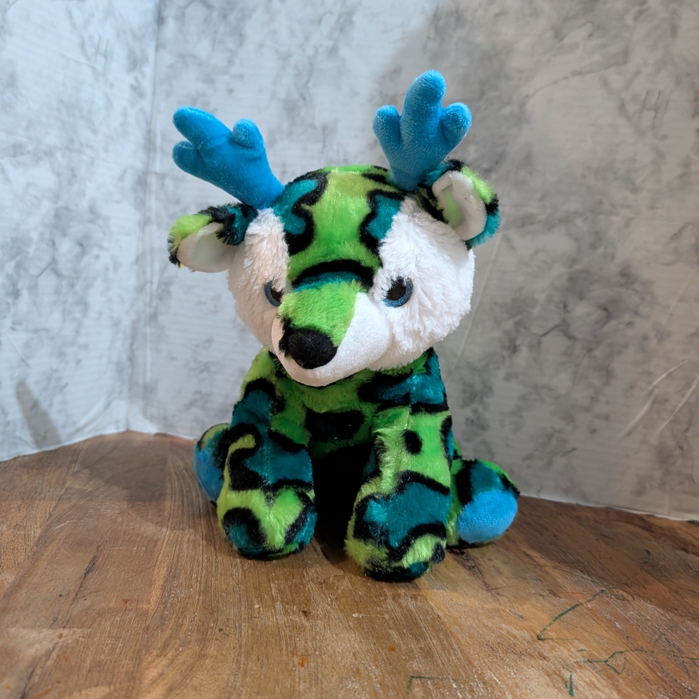 Plush Green and Blue Deer Toy